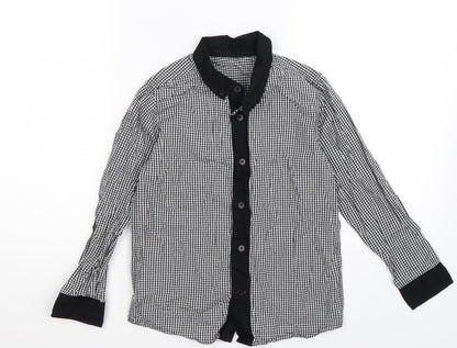 M&Co Boys Black Check  Basic Button-Up Size 6-7 Years