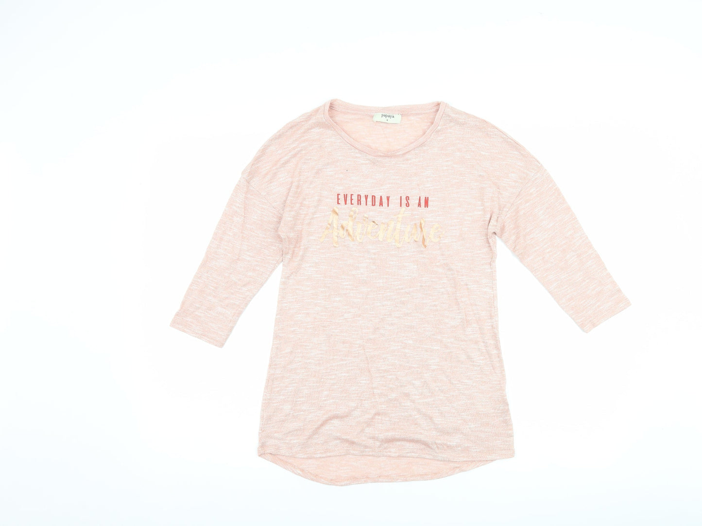Womens UK Size 8 Papaya Pink Basic T-Shirt