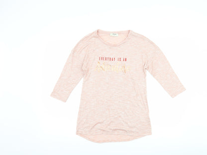 Womens UK Size 8 Papaya Pink Basic T-Shirt