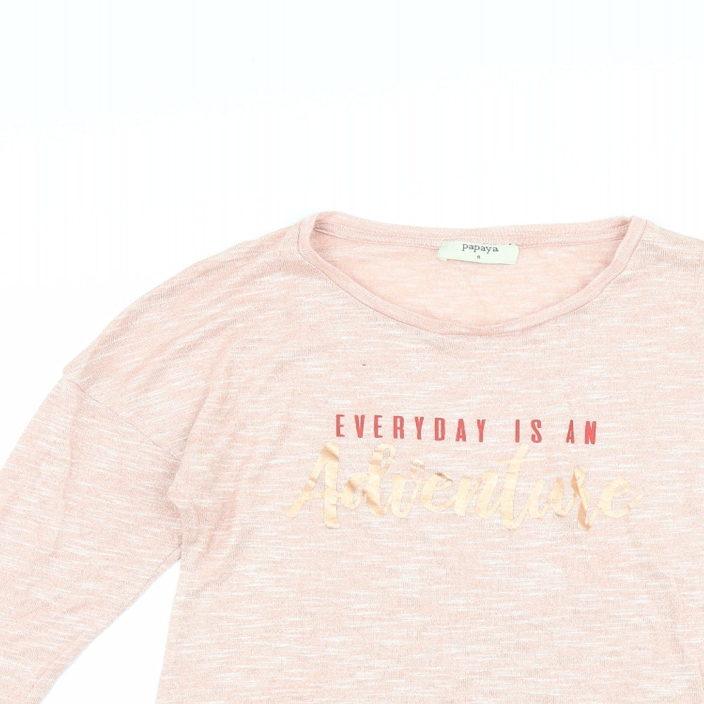 Womens UK Size 8 Papaya Pink Basic T-Shirt