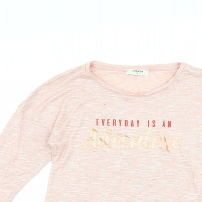 Womens UK Size 8 Papaya Pink Basic T-Shirt