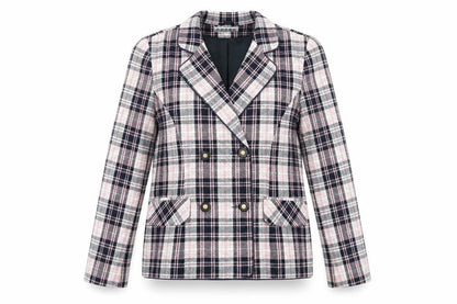 Spice Womens Pink Check  Jacket Suit Jacket Size 10