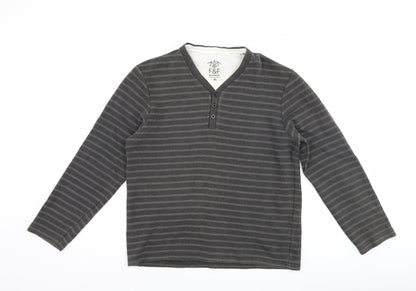F&F Mens Grey Striped  Pullover Jumper Size M