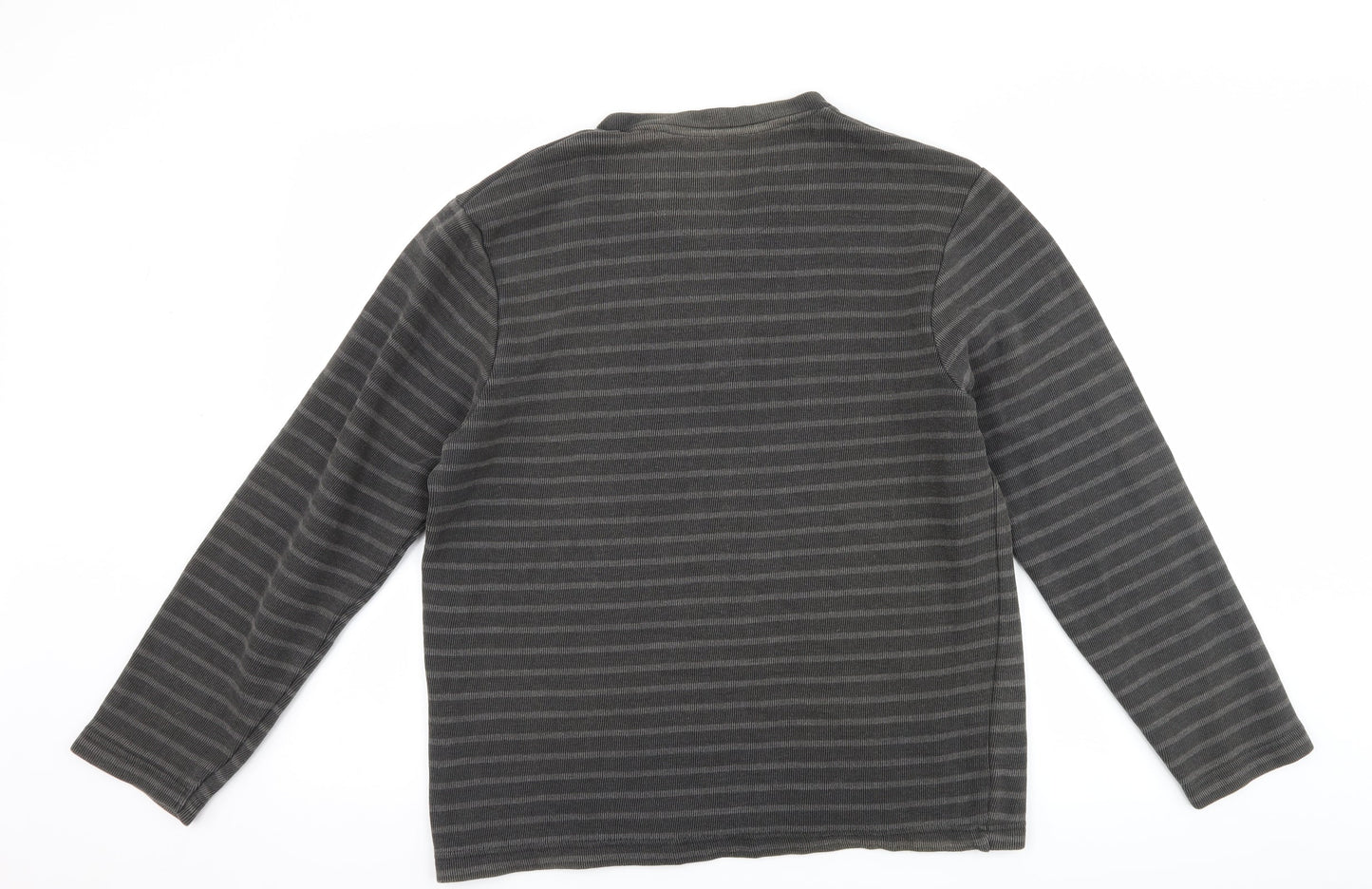 F&F Mens Grey Striped  Pullover Jumper Size M
