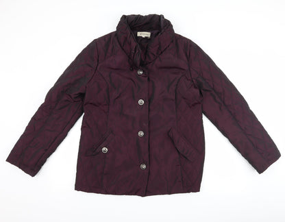 BASSINI Womens Purple   Quilted Coat Size M