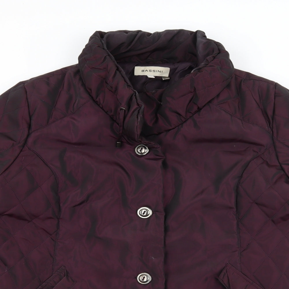 BASSINI Womens Purple   Quilted Coat Size M