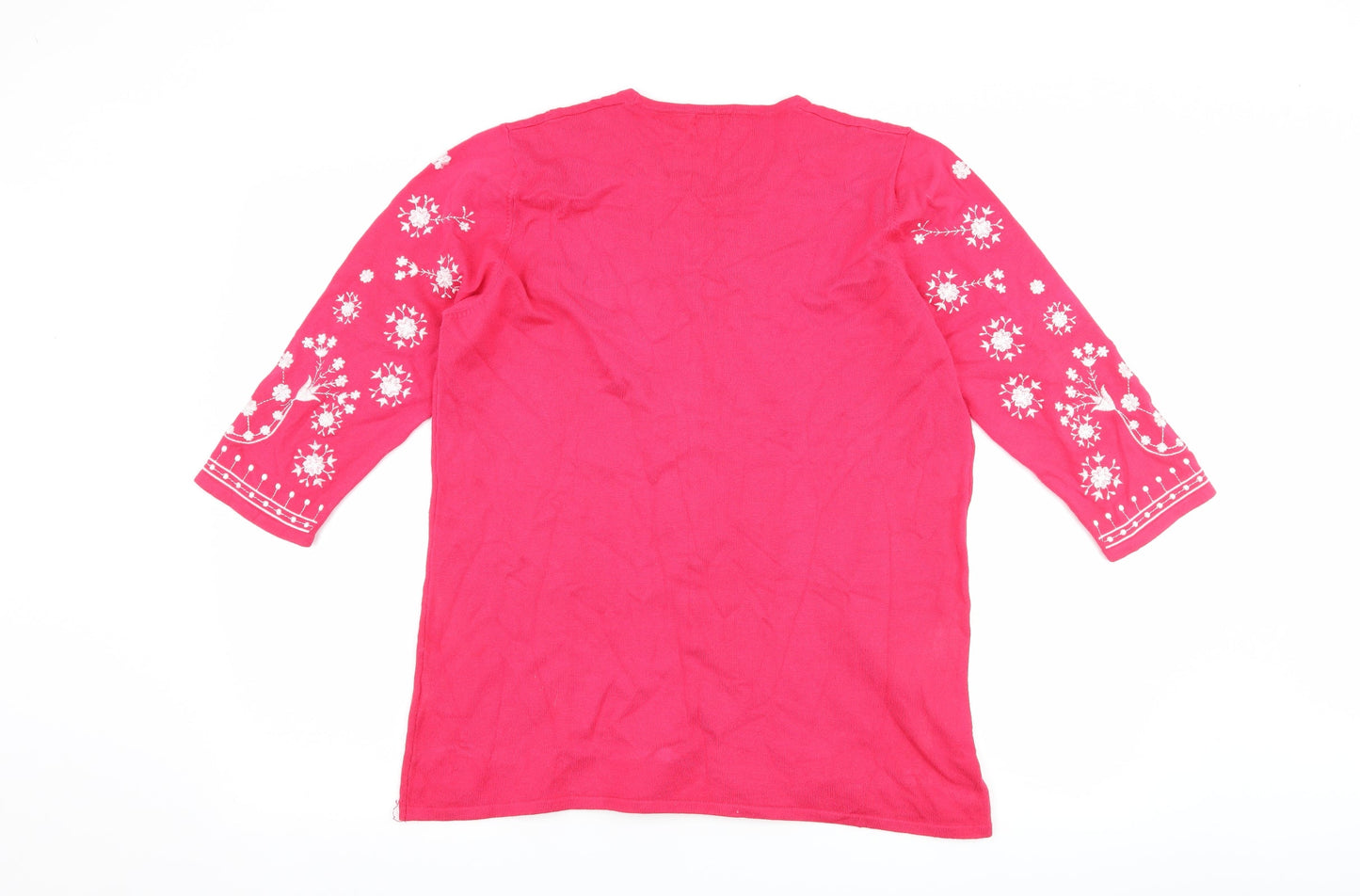 Womens UK Size L Text Pink Basic T-Shirt