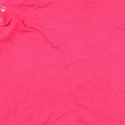 Womens UK Size L Text Pink Basic T-Shirt