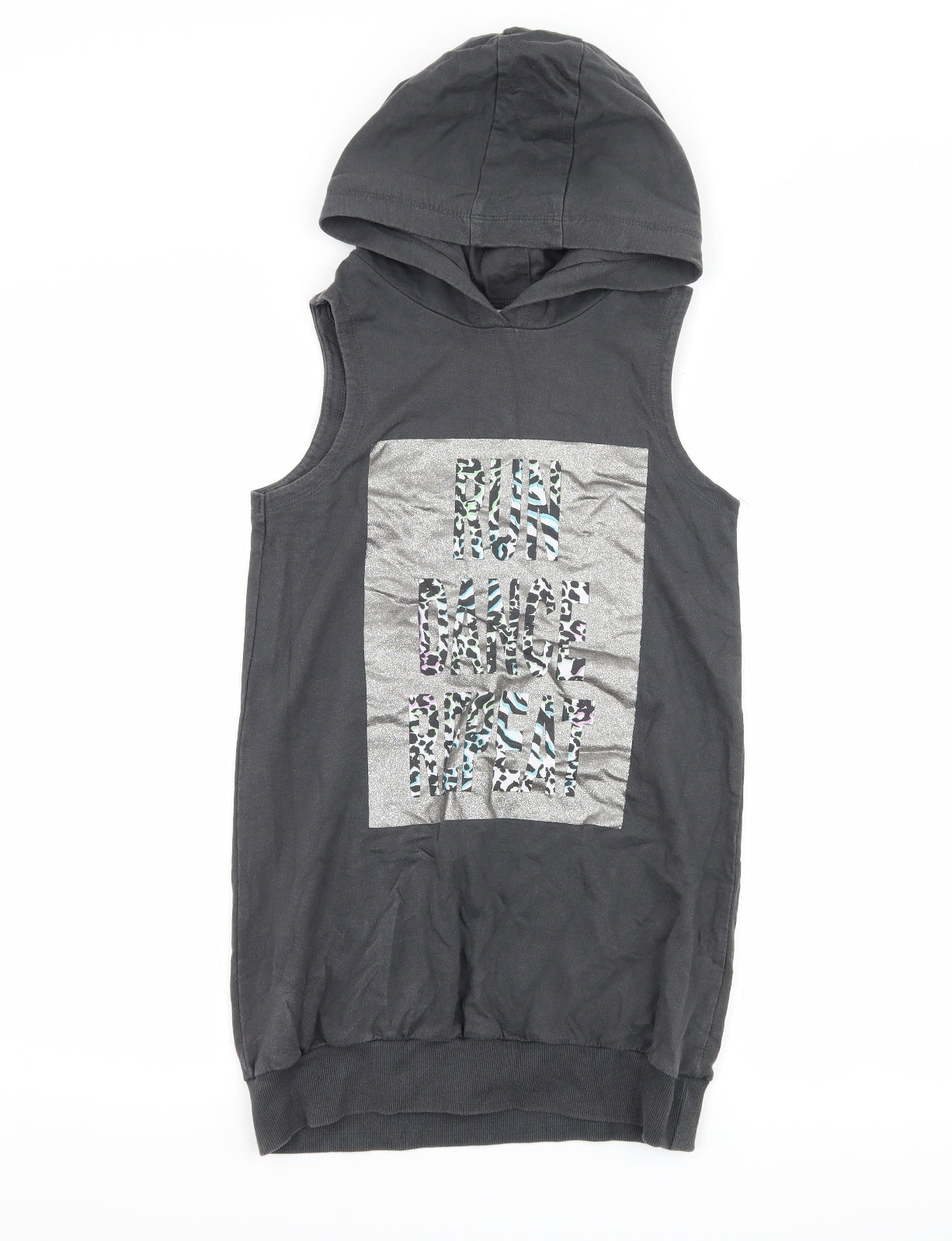 NEXT Girls Grey   Pullover Hoodie Size 10 Years  - slogan