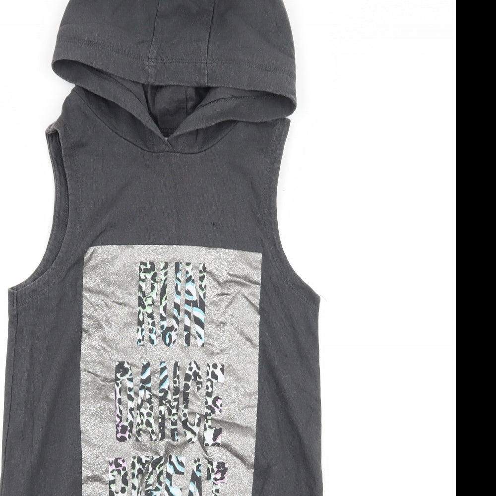 NEXT Girls Grey   Pullover Hoodie Size 10 Years  - slogan