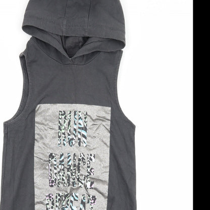 NEXT Girls Grey   Pullover Hoodie Size 10 Years  - slogan