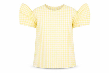 Matalan Girls Yellow Check  Basic T-Shirt Size 11 Years  - Cut Out Shoulder