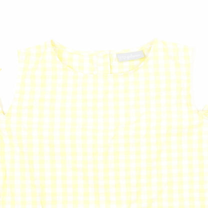 Matalan Girls Yellow Check  Basic T-Shirt Size 11 Years  - Cut Out Shoulder
