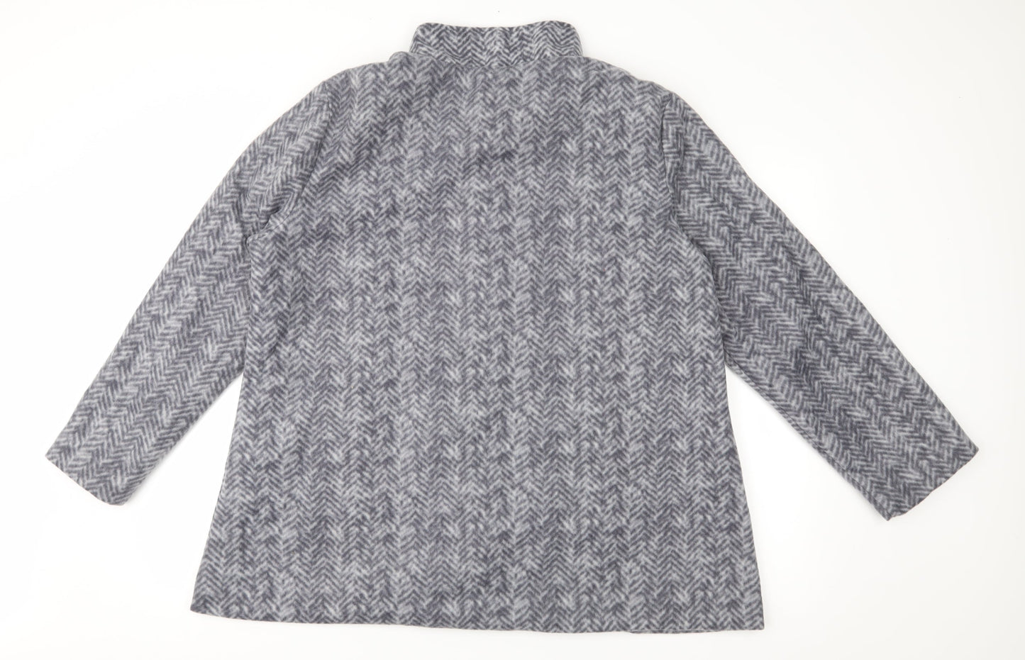 Anne De Lancay Womens Grey Herringbone Fleece Jacket Coat Size L