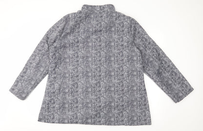Anne De Lancay Womens Grey Herringbone Fleece Jacket Coat Size L
