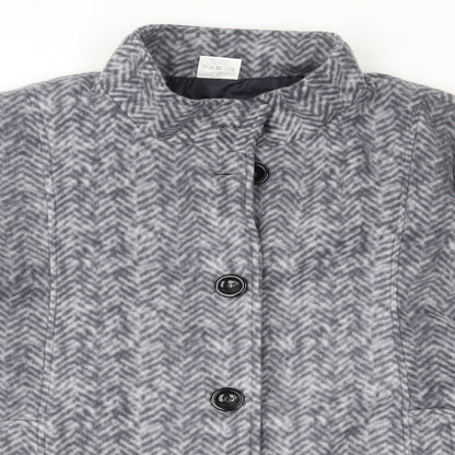 Anne De Lancay Womens Grey Herringbone Fleece Jacket Coat Size L