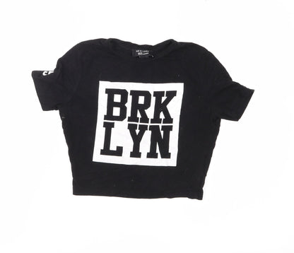 New Look Girls Black  Jersey Cropped T-Shirt Size 9 Years