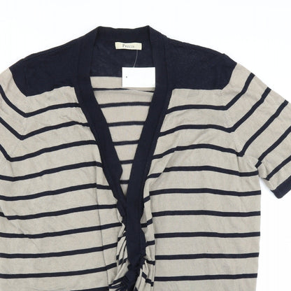 Precis Womens Beige Striped  Cardigan Jumper Size XL