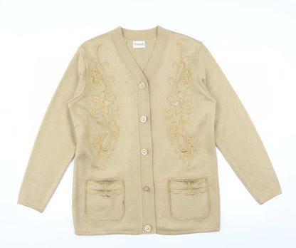Roman Originals Womens Beige   Cardigan Jumper Size S