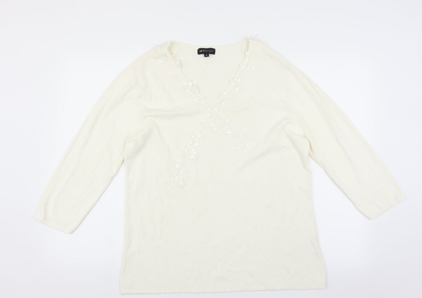 Womens UK Size L Sky Designs White Basic Blouse