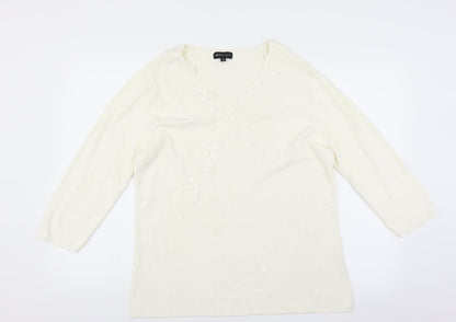 Womens UK Size L Sky Designs White Basic Blouse