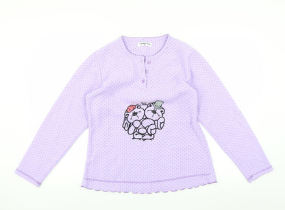 pijamaluna Womens Purple Solid  Top Pyjama Top Size M