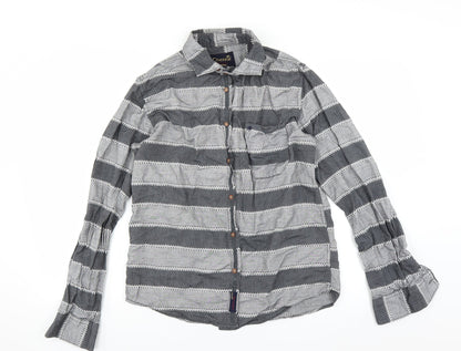 Mens UK Size S chennis Grey  Button-Up Long Sleeve Casual Shirt