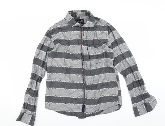 Mens UK Size S chennis Grey  Button-Up Long Sleeve Casual Shirt