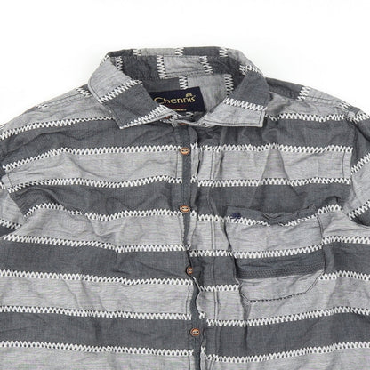 Mens UK Size S chennis Grey  Button-Up Long Sleeve Casual Shirt