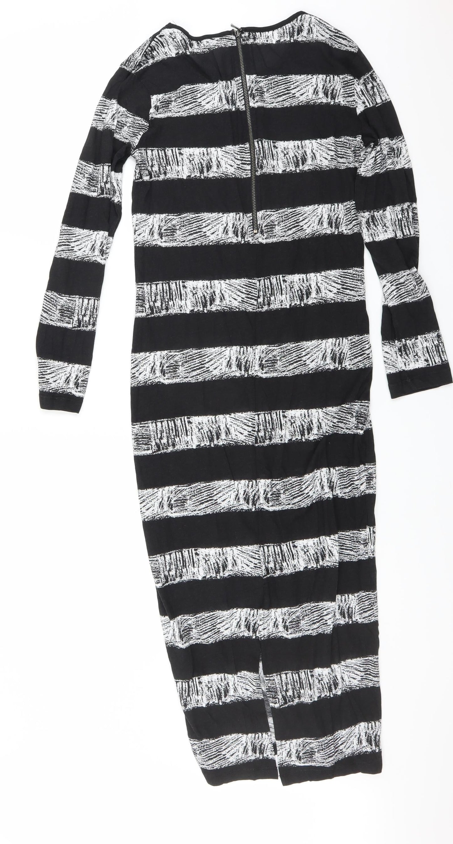 French Connection Womens Black Striped  Bodycon  Size 10