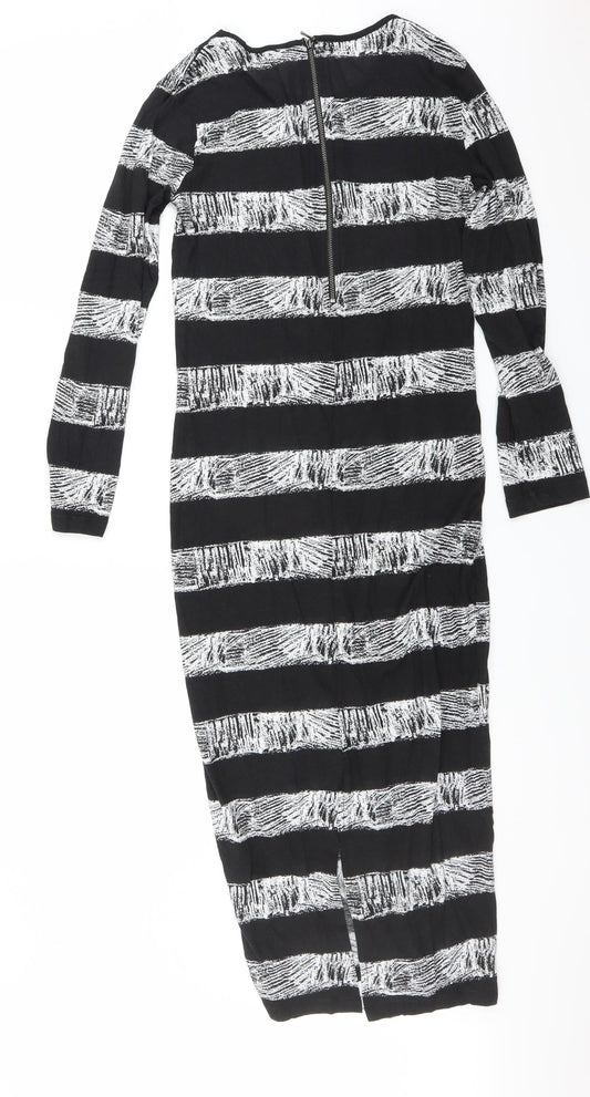 French Connection Womens Black Striped  Bodycon  Size 10