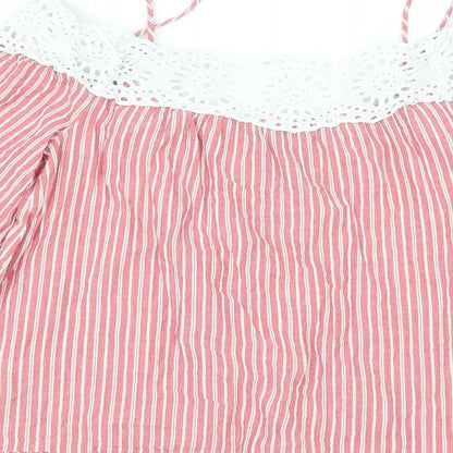 Papaya Womens Red Striped  Tunic Blouse Size 8