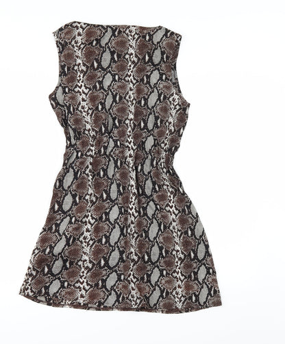MELA LOVE LONDON Womens Brown Animal Print  A-Line  Size 10