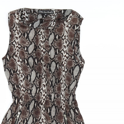 MELA LOVE LONDON Womens Brown Animal Print  A-Line  Size 10
