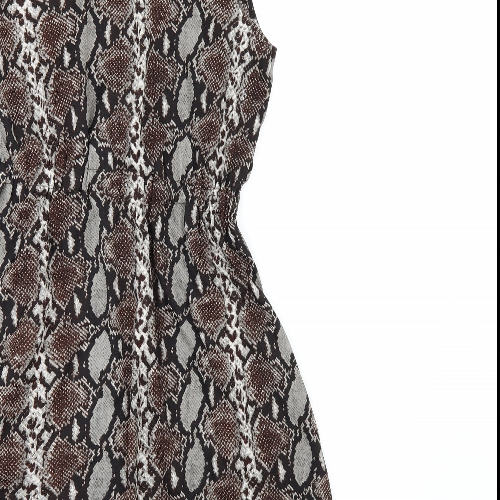 MELA LOVE LONDON Womens Brown Animal Print  A-Line  Size 10
