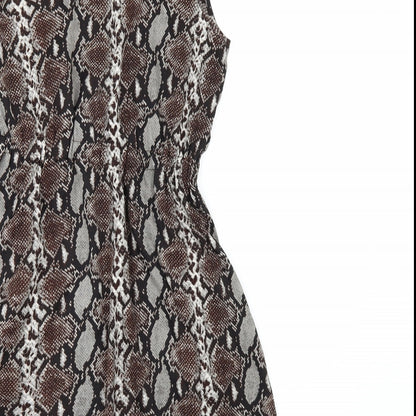 MELA LOVE LONDON Womens Brown Animal Print  A-Line  Size 10