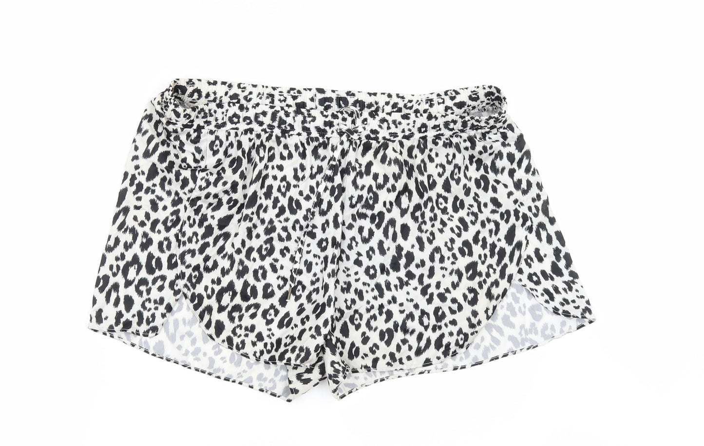 H&M Womens White Animal Print  Paperbag Shorts Size M