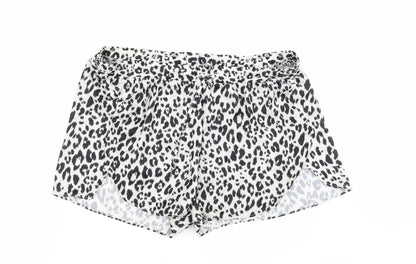 H&M Womens White Animal Print  Paperbag Shorts Size M