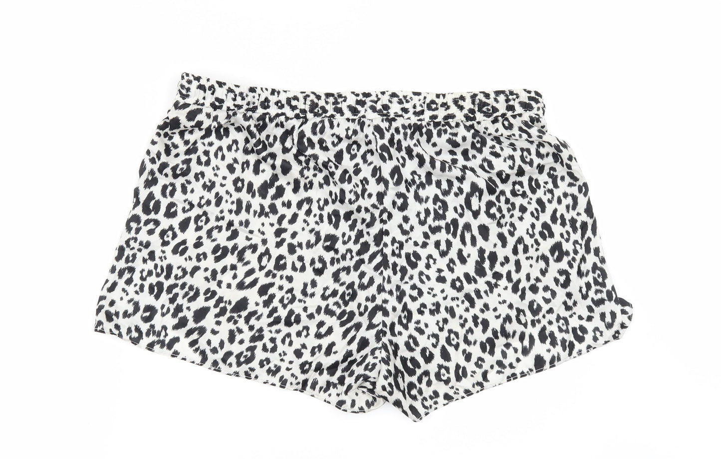 H&M Womens White Animal Print  Paperbag Shorts Size M