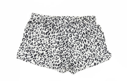 H&M Womens White Animal Print  Paperbag Shorts Size M