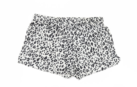H&M Womens White Animal Print  Paperbag Shorts Size M