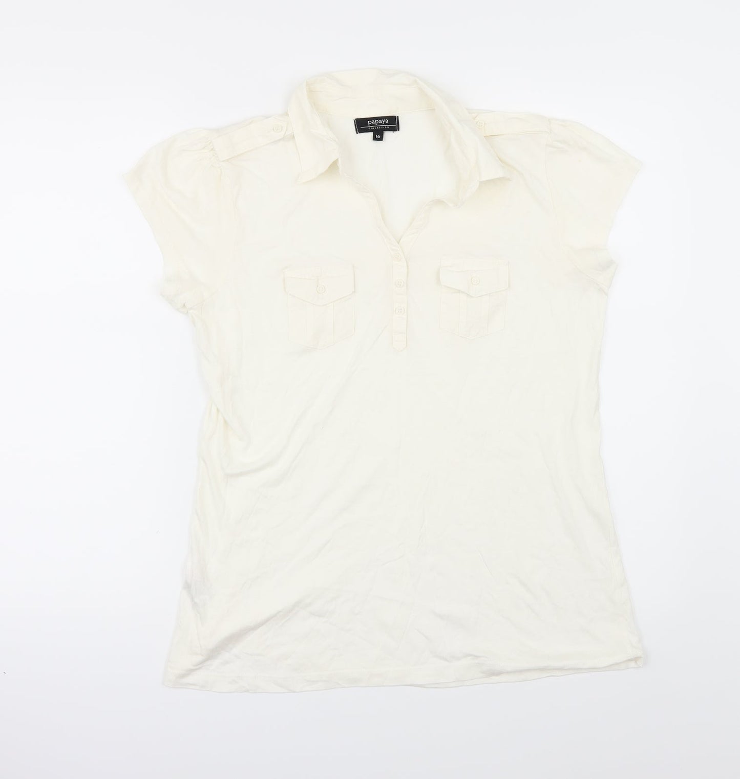 Papaya Womens Ivory   Basic Polo Size 16