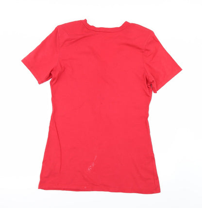 Womens UK Size 14 South Red Basic T-Shirt