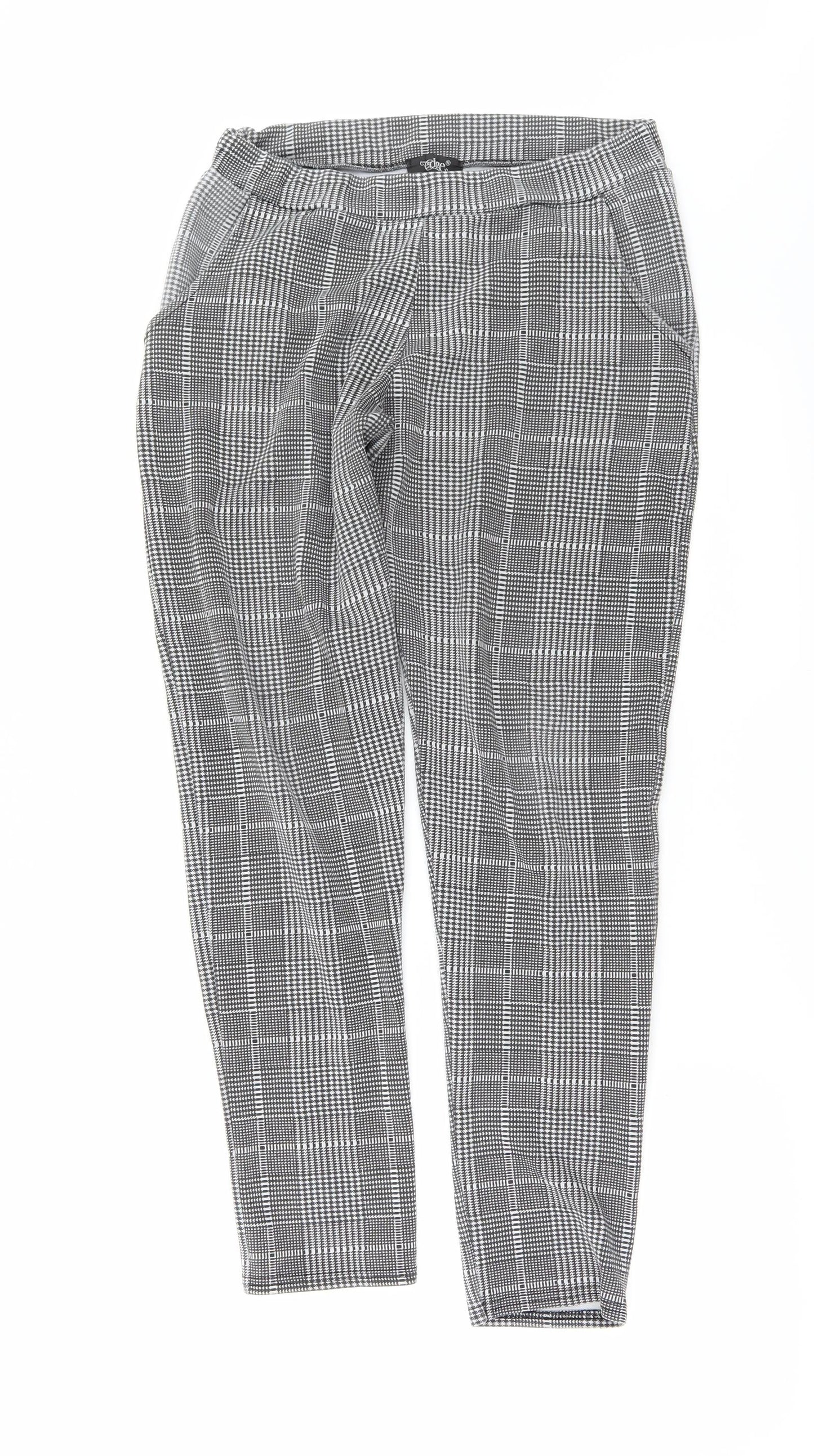 EDGE Womens Grey Check  Trousers  Size 10 L29 in