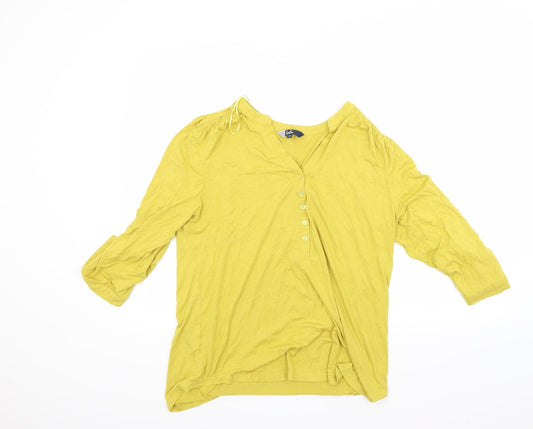 isle Womens Yellow   Basic Button-Up Size 14