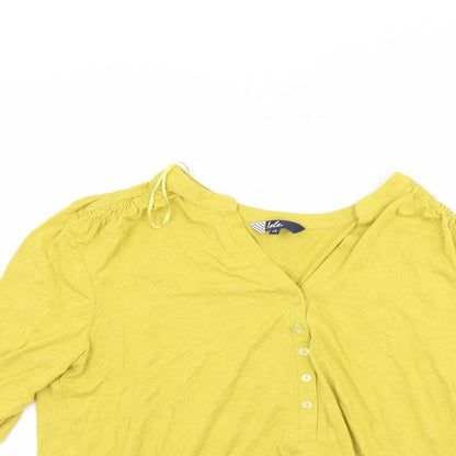 Womens UK Size 14 isle Yellow Basic Button-Up