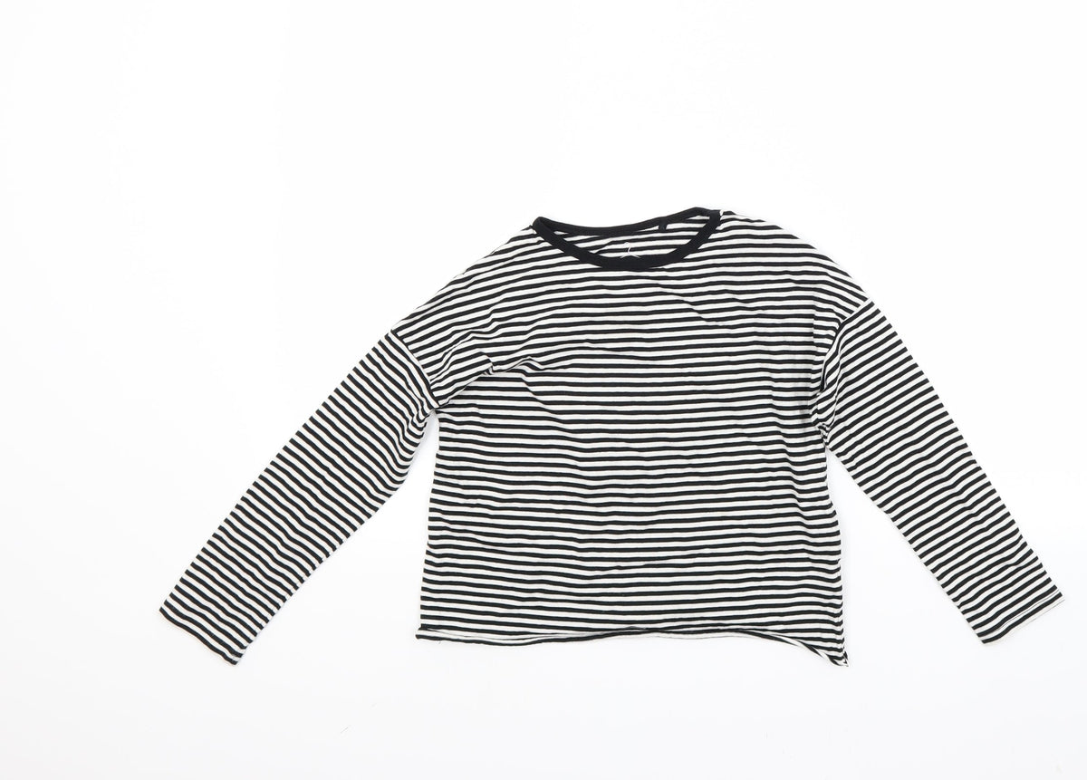 Next Girls White Striped  Pullover Sweatshirt Size 7-8 Years