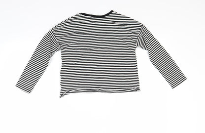 Next Girls White Striped  Pullover Sweatshirt Size 7-8 Years