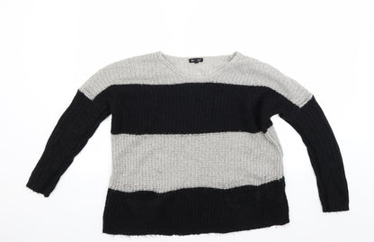 Brave Soul Womens Grey Striped  Pullover Jumper Size 10