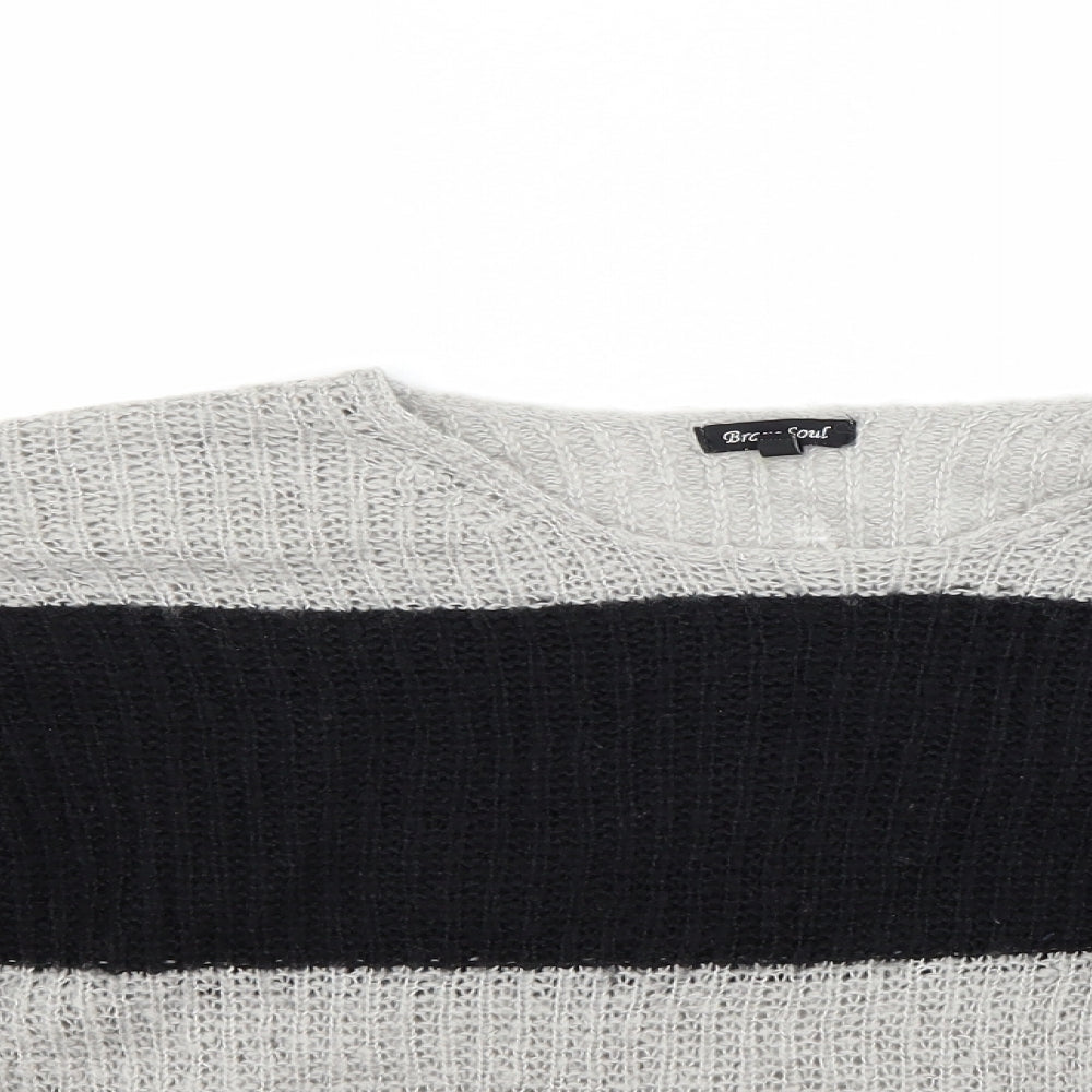 Brave Soul Womens Grey Striped  Pullover Jumper Size 10